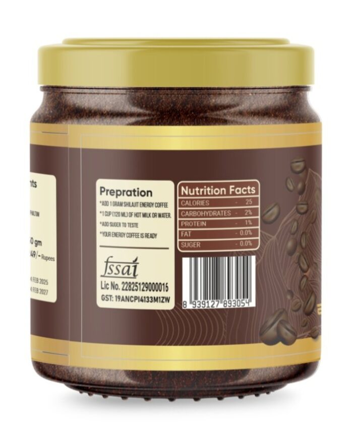 SHILAJIT ENERGY COFFEE GOLD HIMALAYAN SHILAJIT WITH COFFEE BEANS .50 GRAMS - Image 3