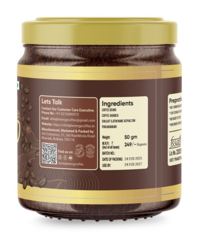 SHILAJIT ENERGY COFFEE GOLD HIMALAYAN SHILAJIT WITH COFFEE BEANS .50 GRAMS - Image 2